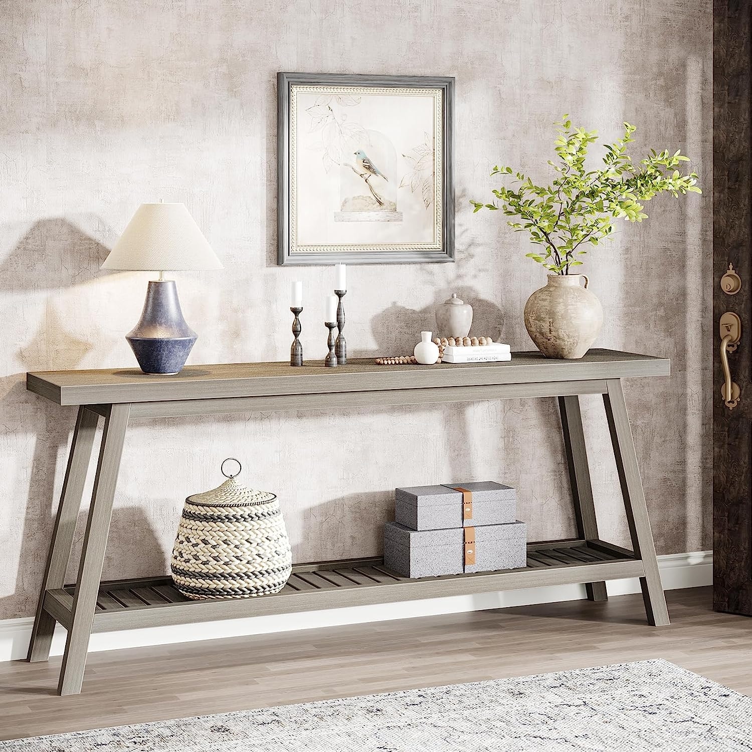Farmhouse Console Entryway Table, 70.9 Inches Extra Long