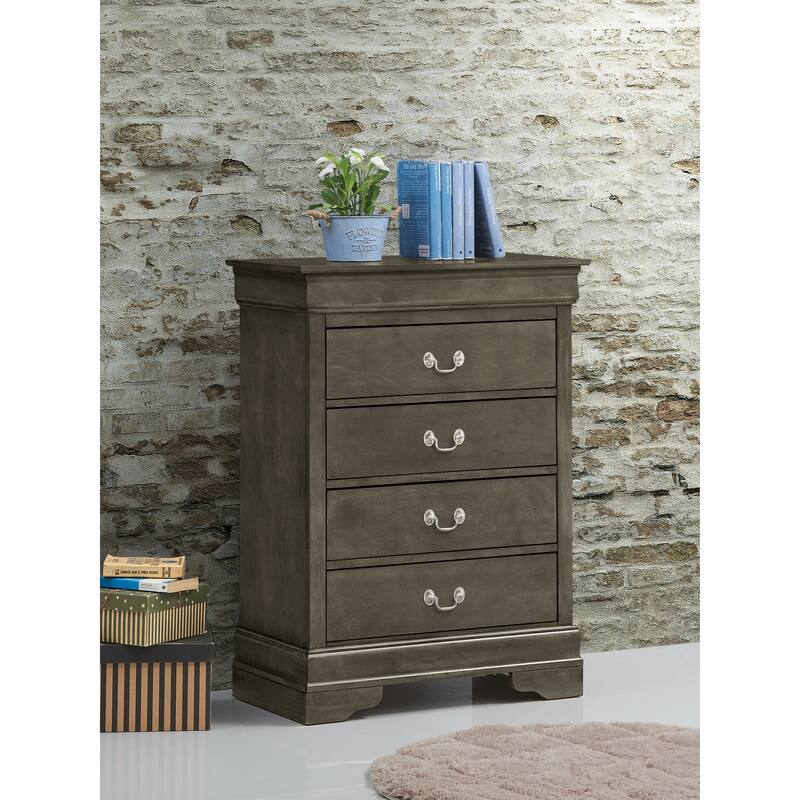 Passion Furniture Louis Phillipe Cherry 4 Drawer Chest of Drawers - 31"L x 16"W x 41"H