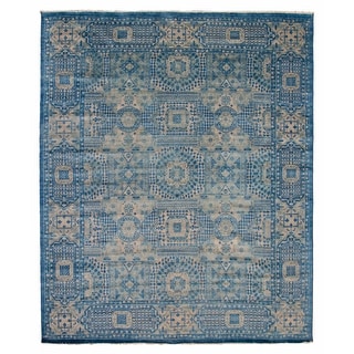ECARPETGALLERY Hand-knotted Mamluk Blue Wool Rug - 12' x 14' 10"