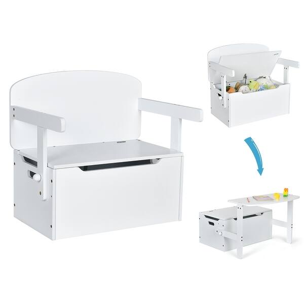 slide 2 of 31, Costway 3-in-1 Kids Convertible Storage Bench Wood Activity Table and - See Details