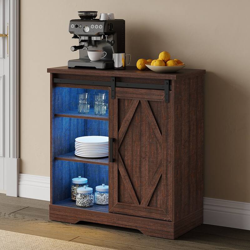 WAMPAT Farmhouse Coffee Bar Cabinet Storage Sideboard