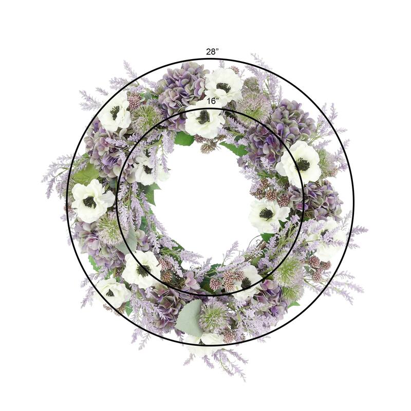 28" Hydrangea Wreath with Anemones and Astilbe