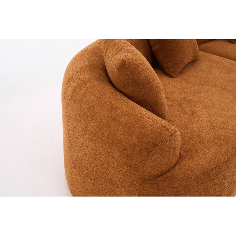 Curved Loveseat White Full Compression Sponge Sofa