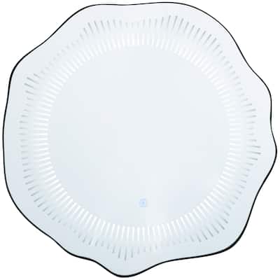 Glass Abstract Wavy LED Wall Mirror with Radial Pattern - Silver - Roche River Decor