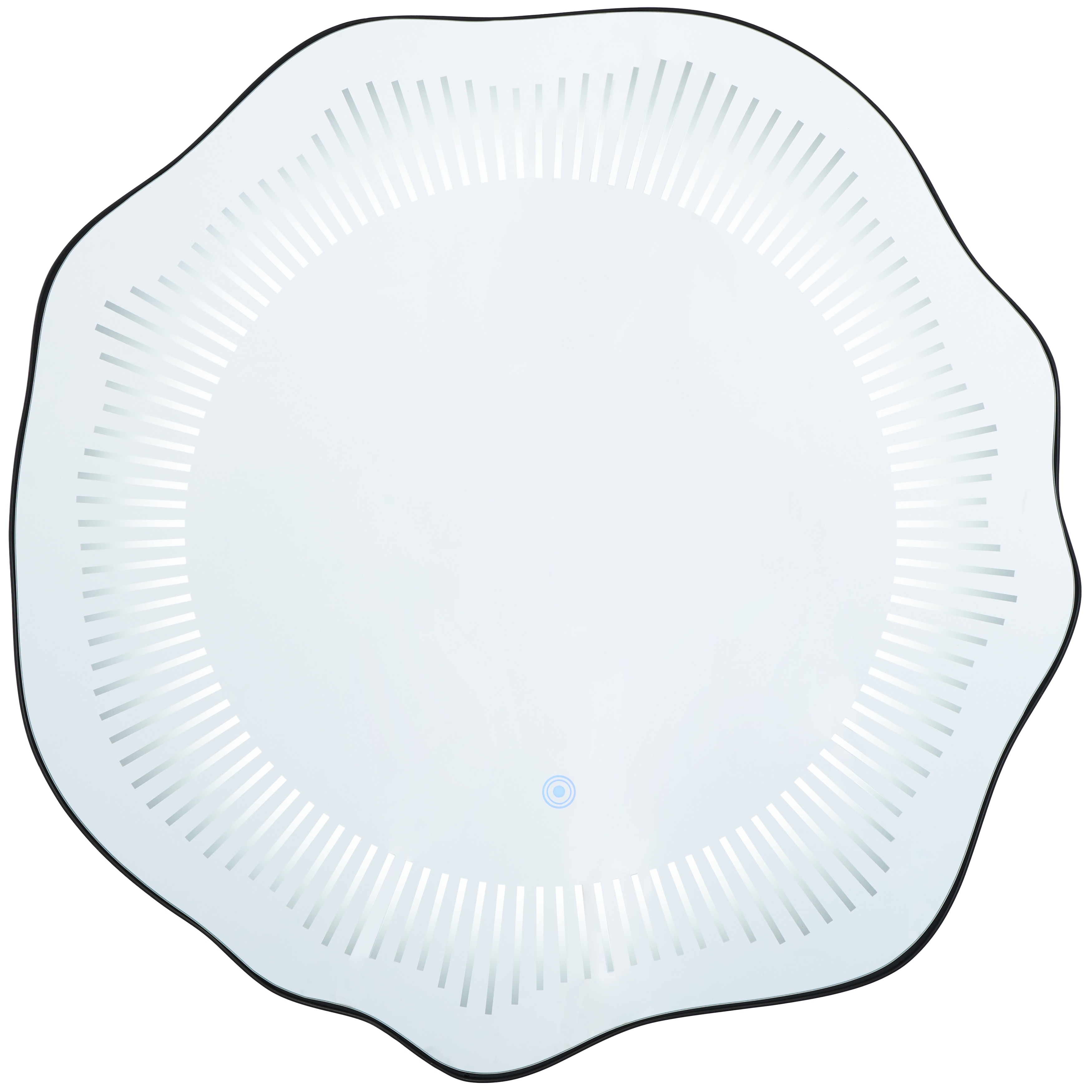 Glass Abstract Wavy LED Wall Mirror with Radial Pattern - Silver - Roche River Decor