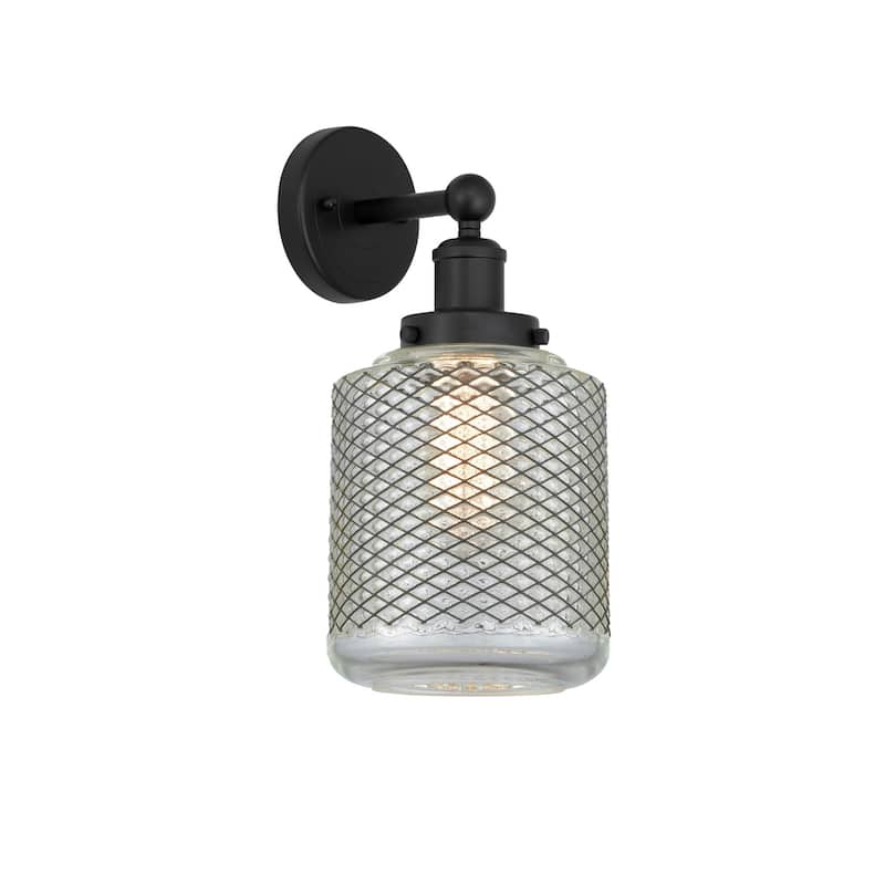 Innovations Lighting 616-1W-12-6 Stanton Sconce Stanton 12" Tall Wall - Matte Black / Clear Crackle