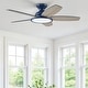 preview thumbnail 59 of 113, 5 - Blade Low Profile Flush Mount Modern Ceiling Fan with LED Light and Remote 42" - Navy Blue with Grey Oak