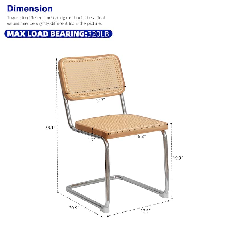 Dining Chairs Set of 2, Velvet Rattan Side Accent Chairs with Chrome Legs, Modern Mid Century Breuer Designed Chairs