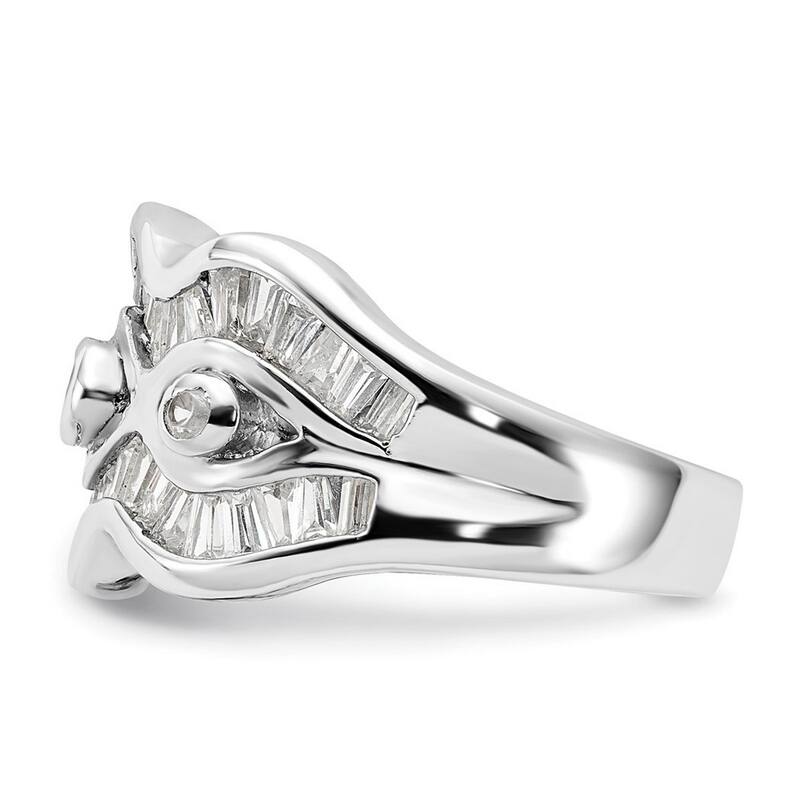 Curata 925 Sterling Silver Solid Polished CZ Cubic Zirconia Simulated Diamond Ring