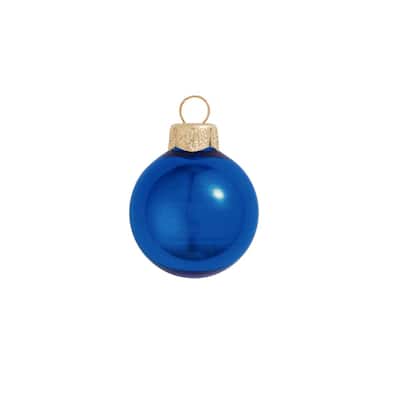 Shiny Finish Glass Christmas Ball Ornaments - 2" (50mm) - Blue Cobalt - 28ct