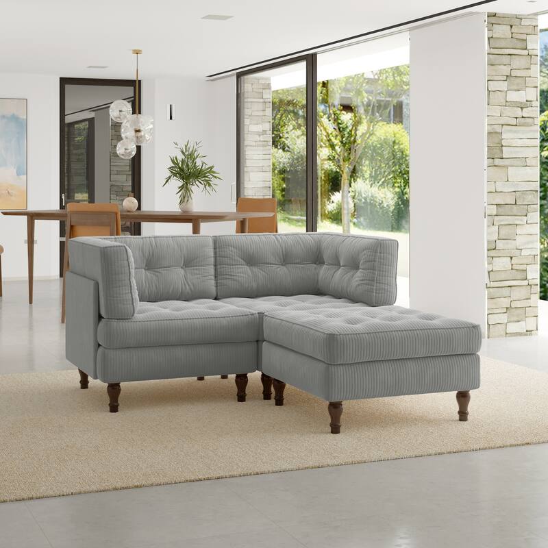 Oversized Sofa Corduroy Tufted Modular Sectional Set