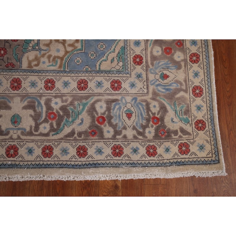 Over Dyed Distressed Tabriz Persian Vintage Rug Handmade Wool Carpet - 8'1" x 11'4"