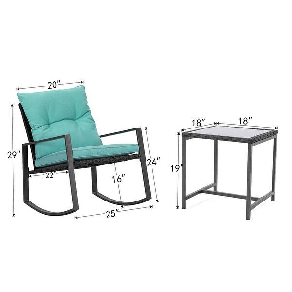 COSIEST Outdoor Bistro Rocking Chair Set with Cushions - Bed Bath ...