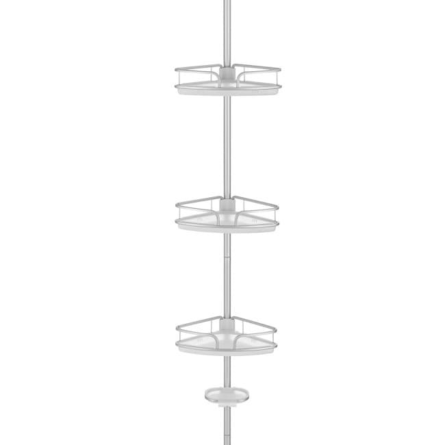 Kenney Home Pole Caddy, White, Spring Tension, 4-Tier