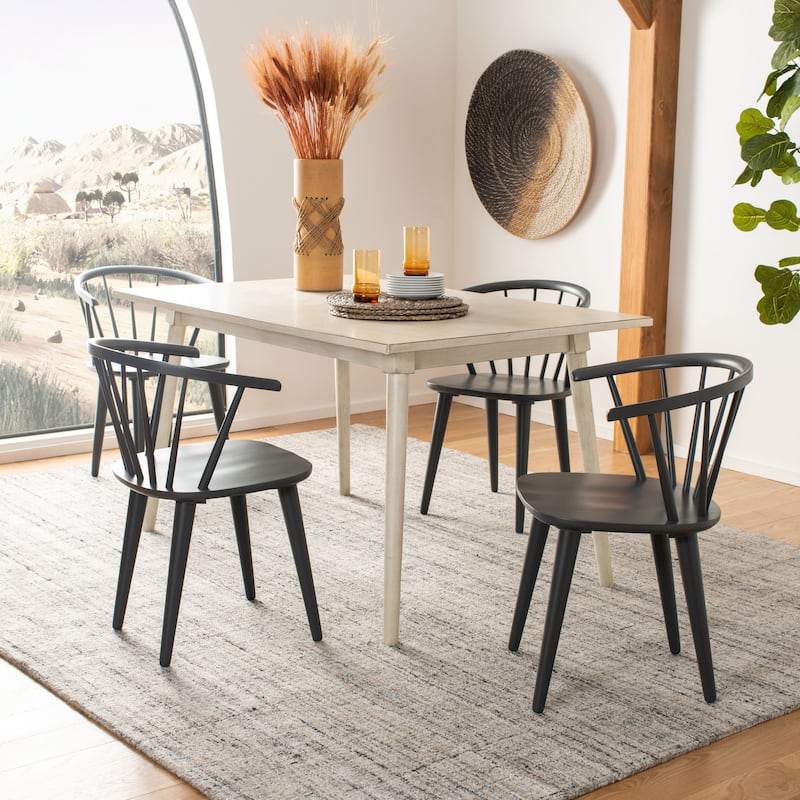 SAFAVIEH Dining Country Blanchard Grey Wood Dining Chairs (Set of 2) - 21.3" x 20.5" x 29.9"