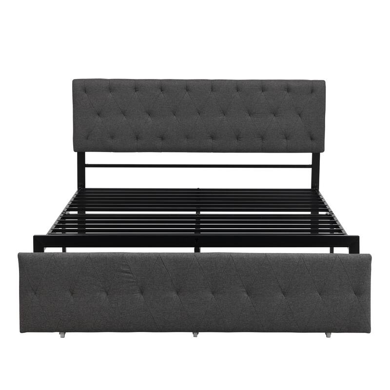 Storage Bed Metal Platform Bed with a Big Drawer