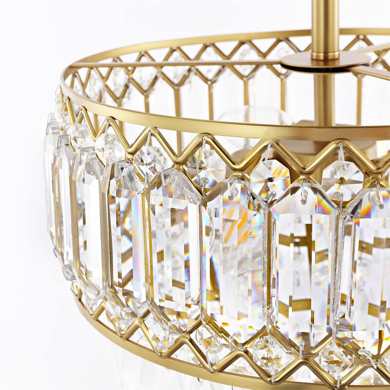 GetLedel 3-Light Dimmable Crystal Semi-Flush Mount Chandelier