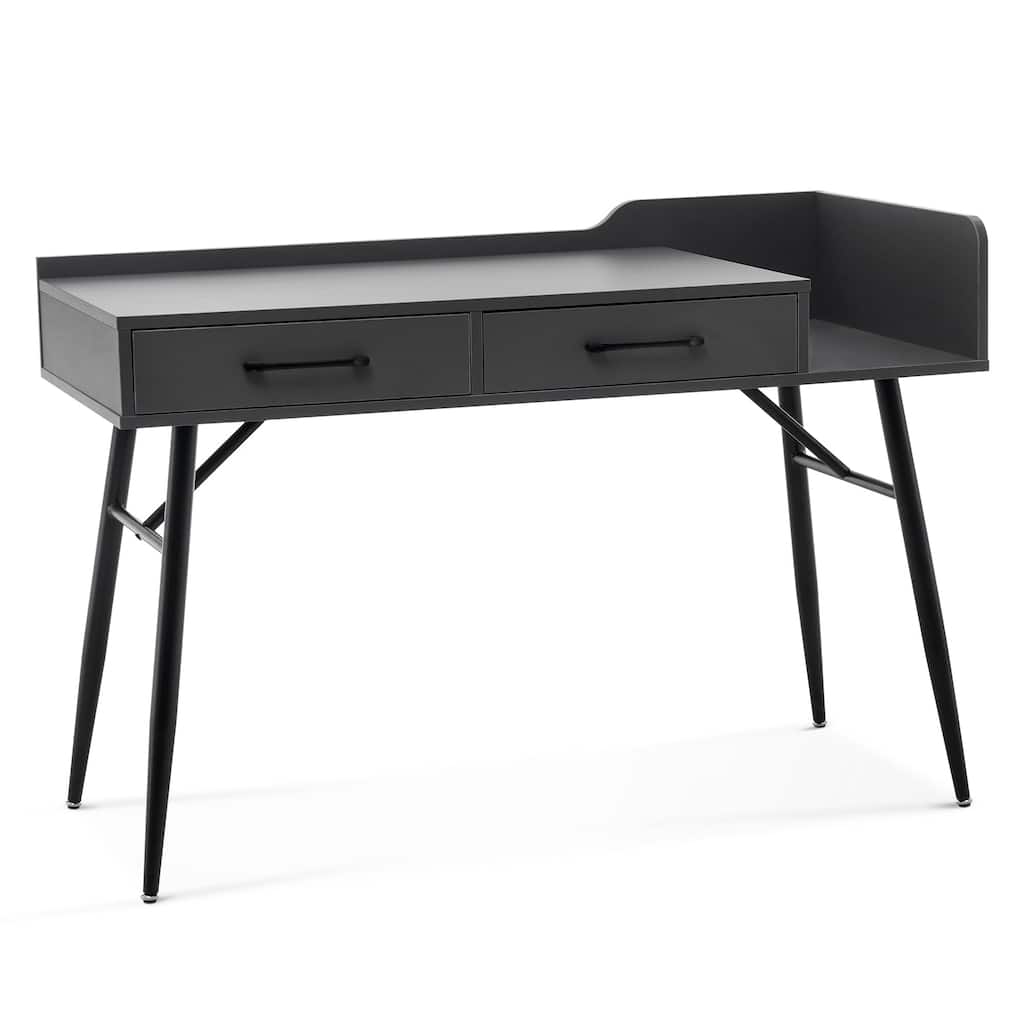 ivinta Computer Desk, 47" Modern Study Table with Storage for Home Office, Laptop PC Writing Desk with 2 Drawers