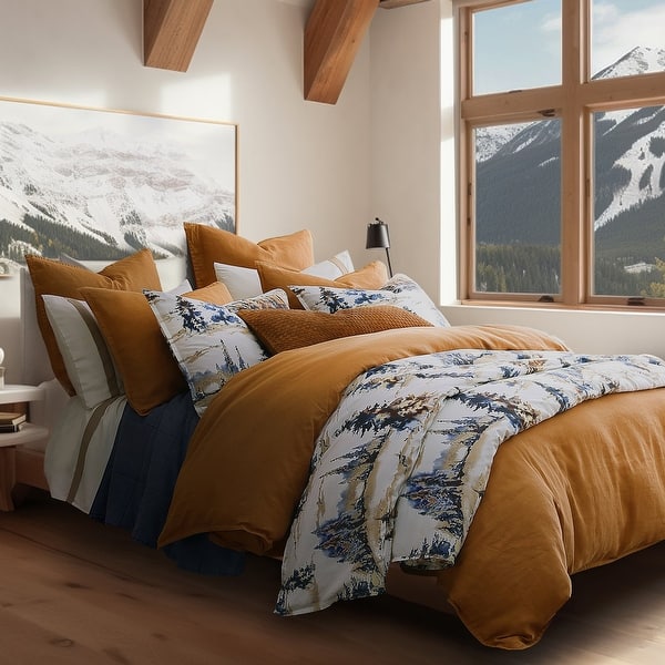 slide 2 of 10, Paseo Road Acadia Cabin Bedding Woodland Lodge 3 Piece Reversible Duvet Cover Set with Pillow Shams King