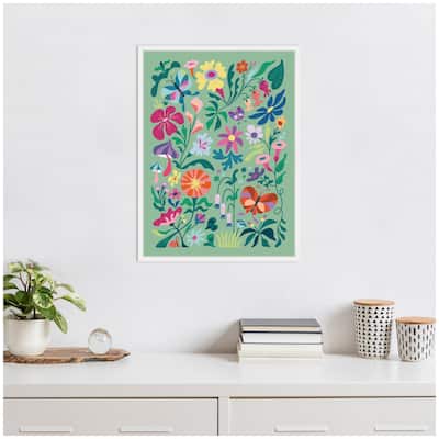 Kate and Laurel Sylvie Wild flowers and Butterflies Framed Canvas by Rachel Lee