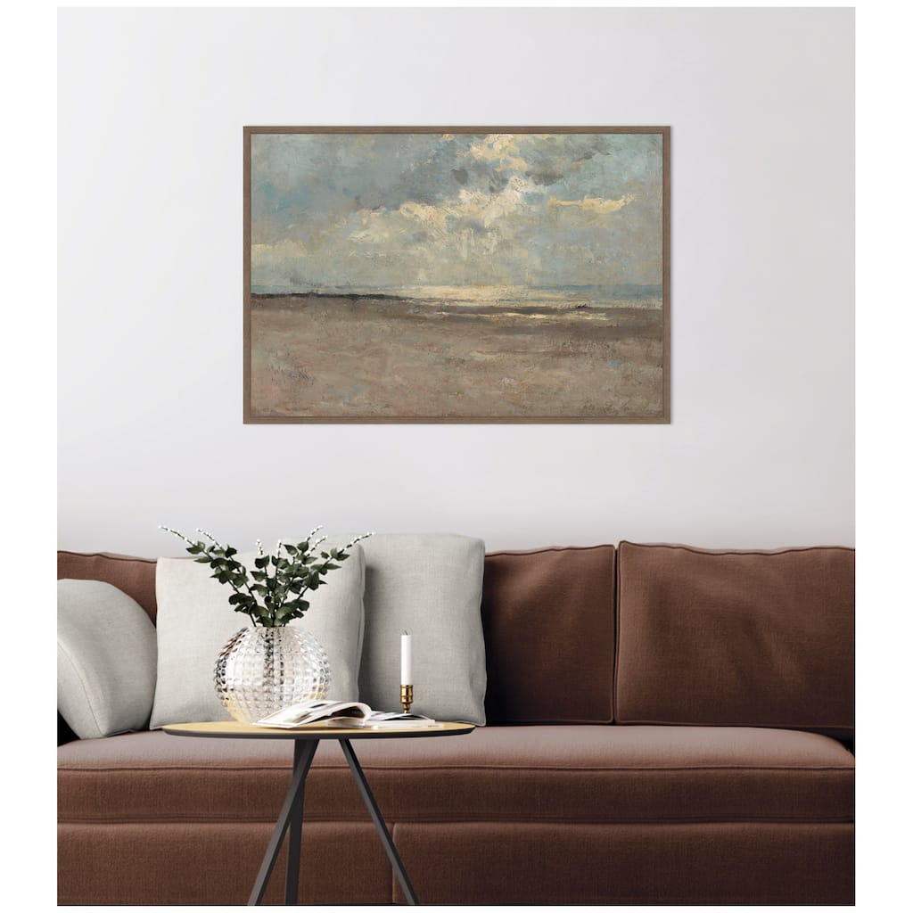 Kate and Laurel Reflections on the Sea by ALbert Baertsoen by Nostalgia Prints Framed Canvas Wall Art Print