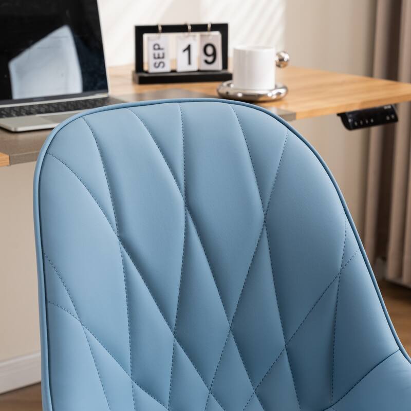 Armless Swivel Office Chair, Faux Leather Task Chairs with Wheels