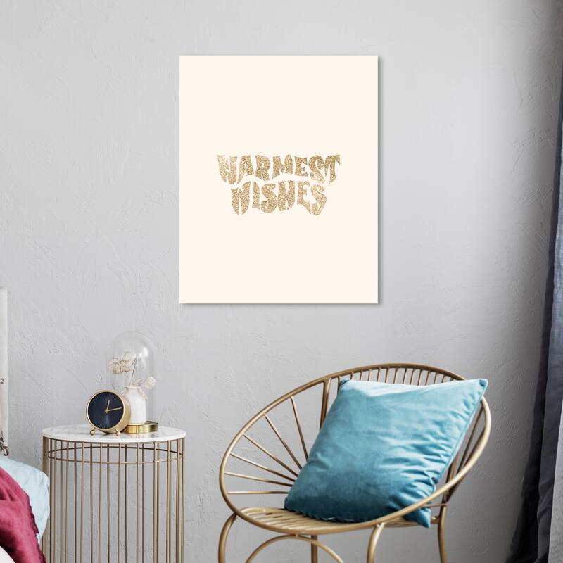 Wynwood Studio Canvas Holiday and Seasonal Warmest Wishes Glitter Gold Glam Wall Art Canvas Print - 20 x 24