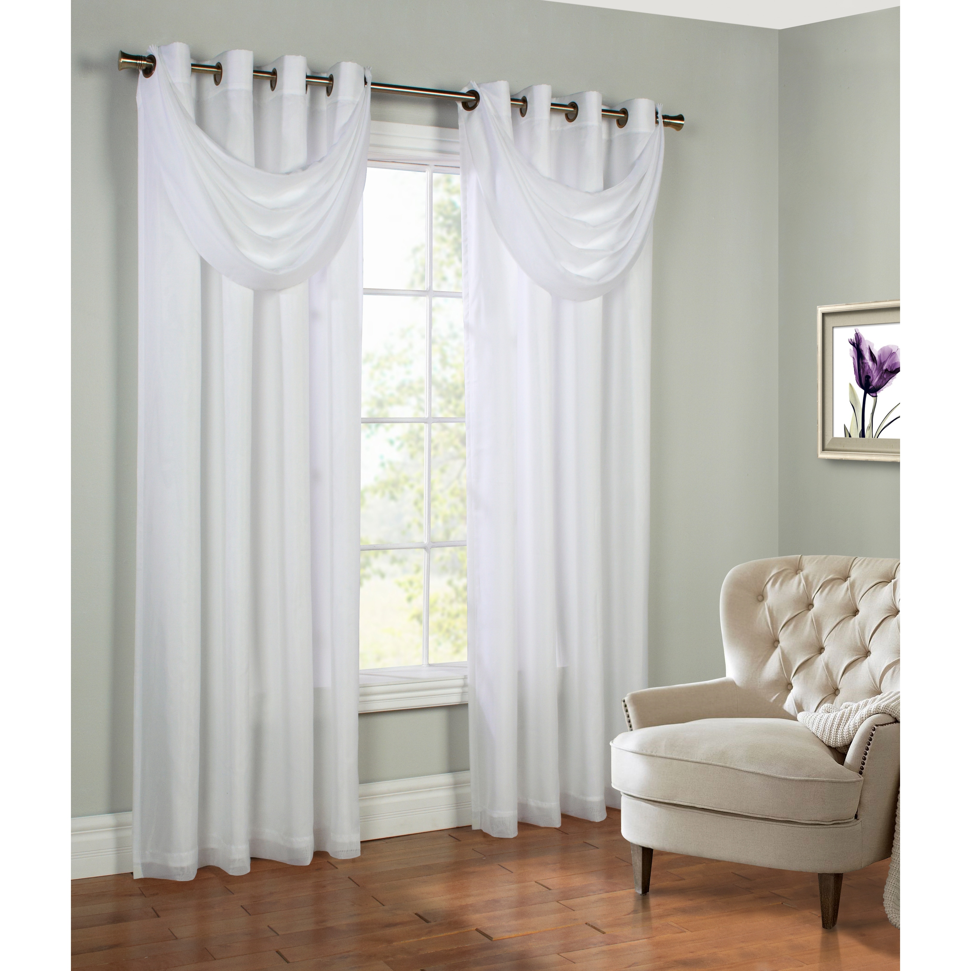 ThermaVoile Rhapsody Lined Grommet Curtain Panel and Ascot Valance
