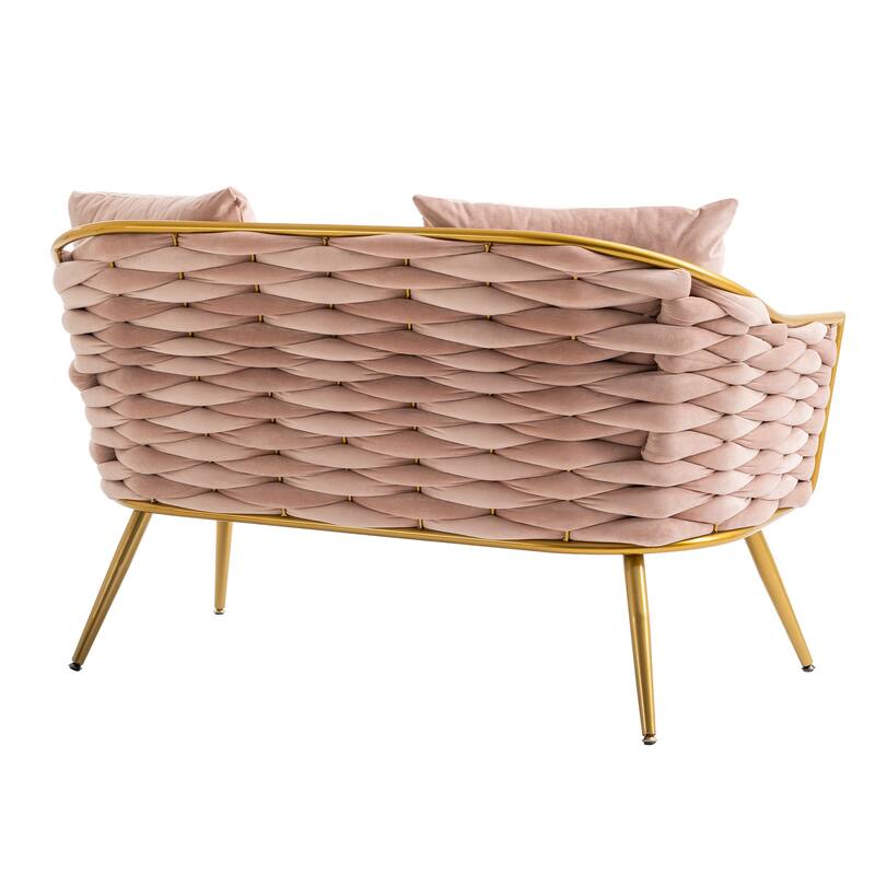 luxhomez Velvet Accent Chair Armsofa Tufted Sofa with Metal Frame for Living Room Bedroom Office Balcony Beige