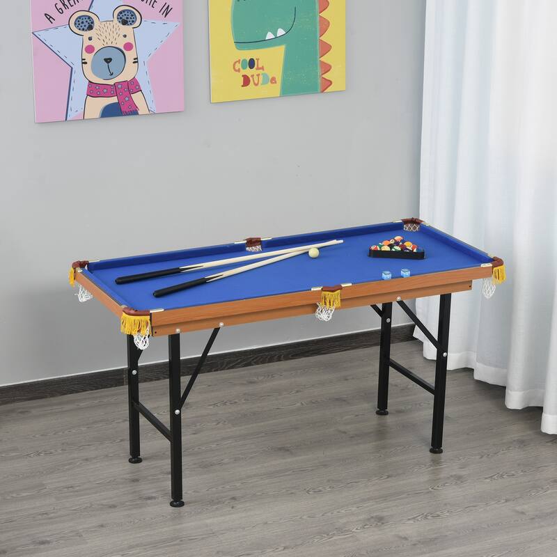 Soozier Portable Folding Billiards Table Game Pool Table for Kids Adults With Cues, Ball, Rack, Brush, and Steel Frame