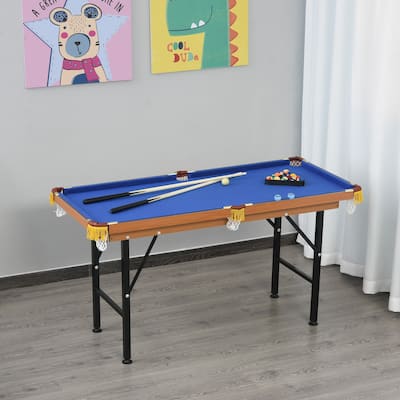 Soozier Portable Folding Billiards Table Game Pool Table for Kids Adults With Cues, Ball, Rack, Brush, and Steel Frame