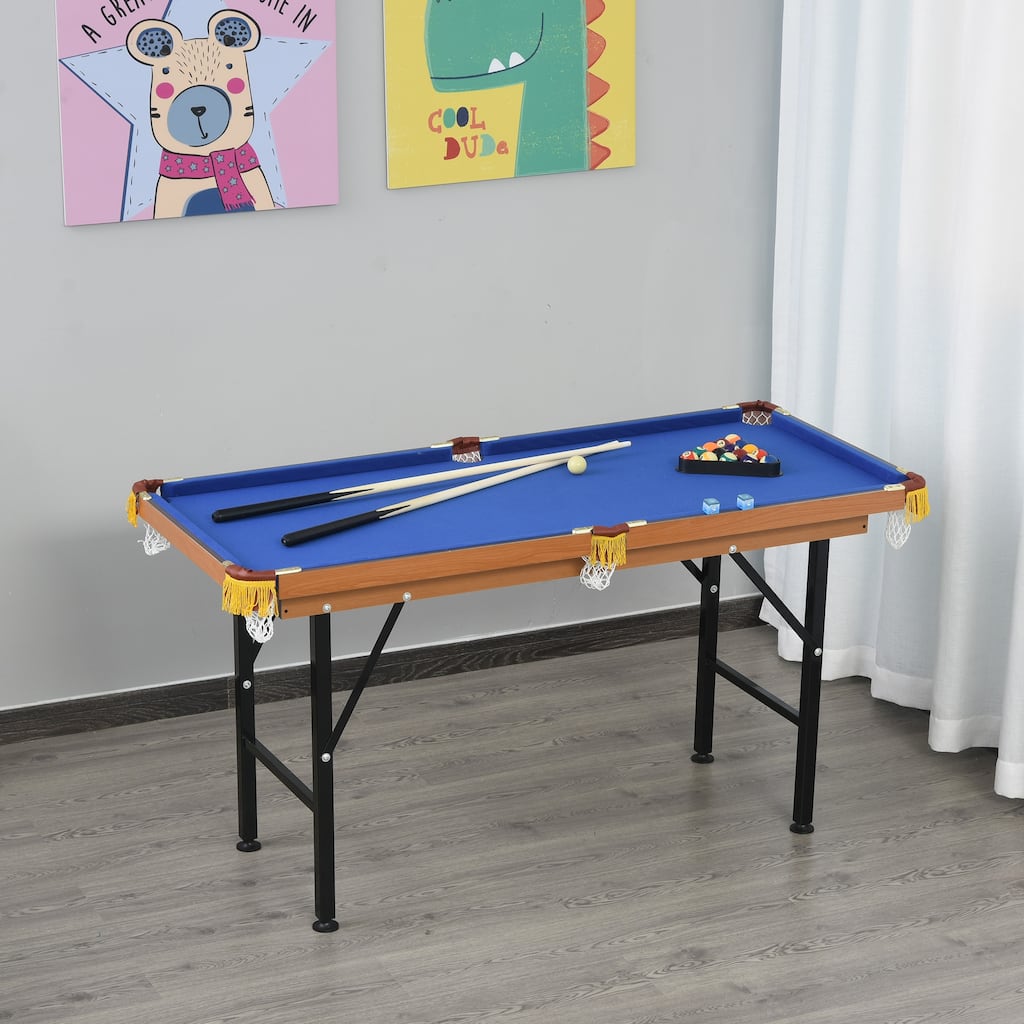 Soozier Portable Folding Billiards Table Game Pool Table for Kids Adults With Cues, Ball, Rack, Brush, and Steel Frame
