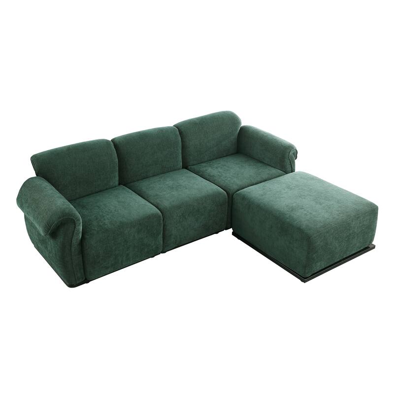 93" 4-Seater Chenille Modular Sofa - Fashionable Sectional with Iron Frame for Living Room