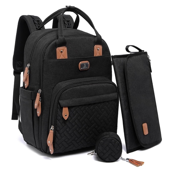 slide 2 of 28, Bag Backpack with Portable Changing Pad, Pacifier Case and Stroller Straps, Large Unisex Baby Bags for Boys Girls Black