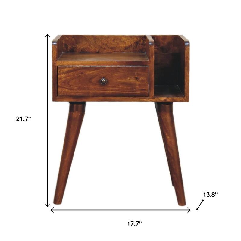 HomeRoots 22" Chestnut Solid Wood One Drawer Nightstand