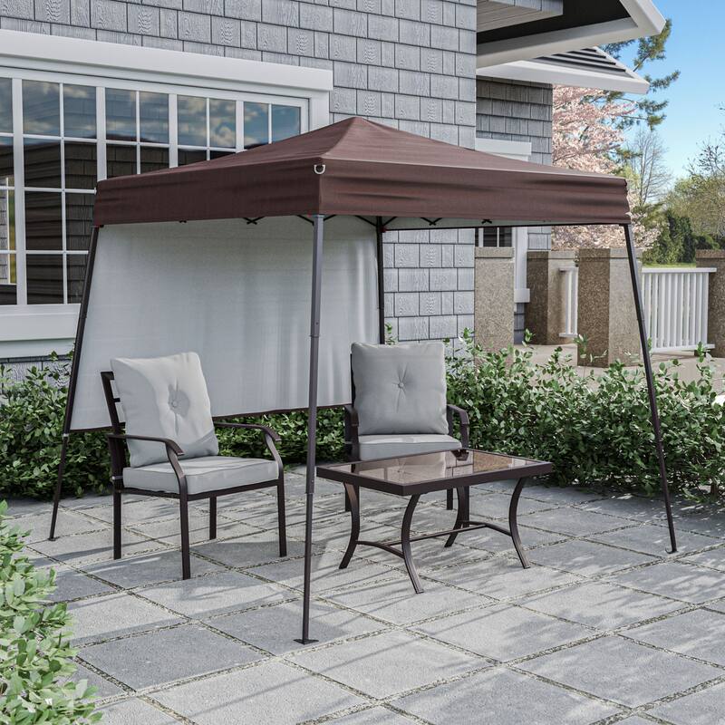 Furniture of America Briar Easy Set-Up Adjustable Outdoor Pop Up Gazebo with Soft Top and Carry Bag - 6ft x 6ft - Burgundy