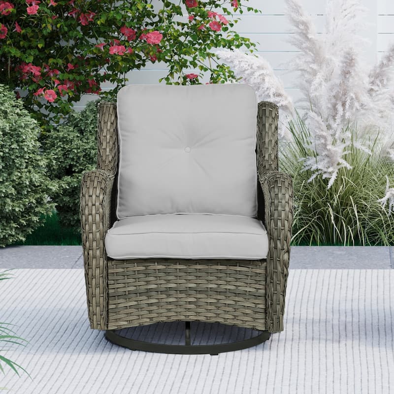 Outdoor Rattan Swivel Gliders Rocking Chair