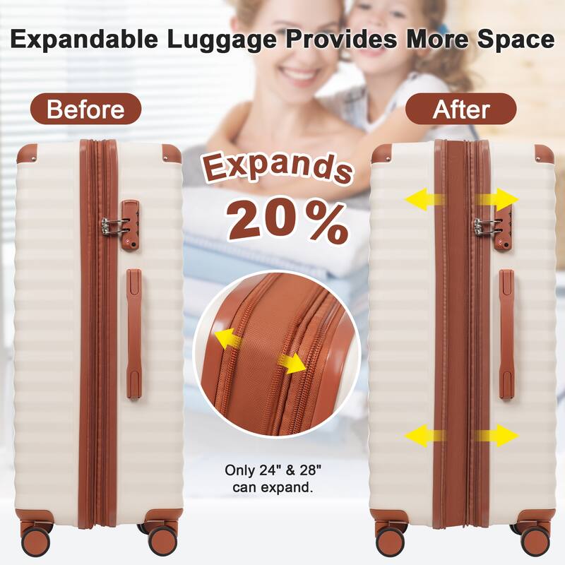 Luggage Sets 5 Piece with Front Opening , Hardside Expandable Carry on Suitcase