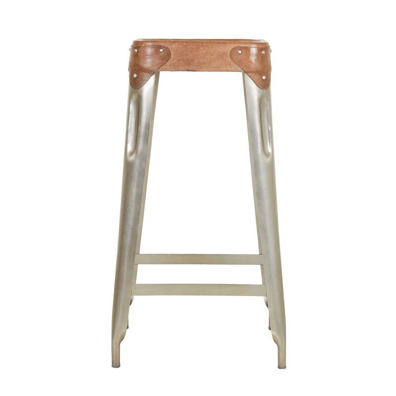 Bristol Leather Counter Stool by East at Main, Set of 2 - 14x14x27