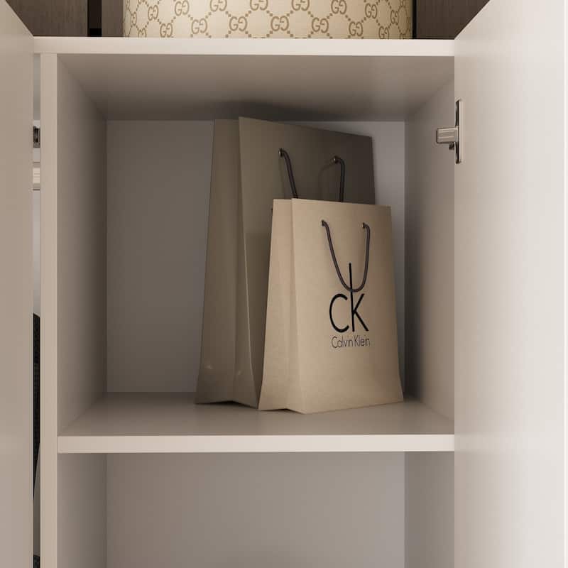 4 Door Wardrobe Large Storage Cabinet Armoire with Mirror and 2 Drawer