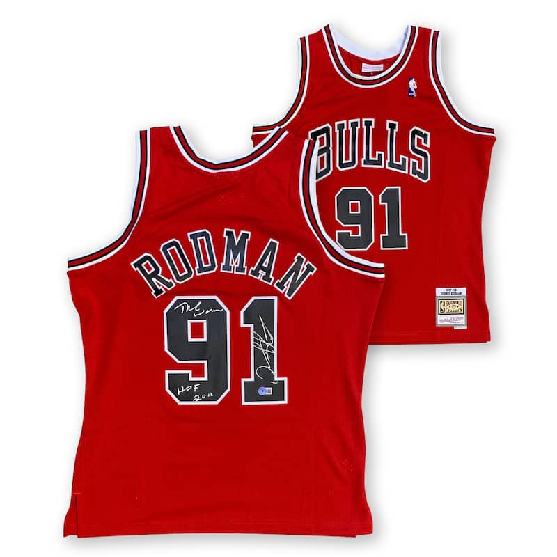 Dennis Rodman Autographed Chicago Bulls Signed Mitchell & Ness Swingman Jersey WORM HOF 2011 Beckett COA - 8'6" x 11'6"