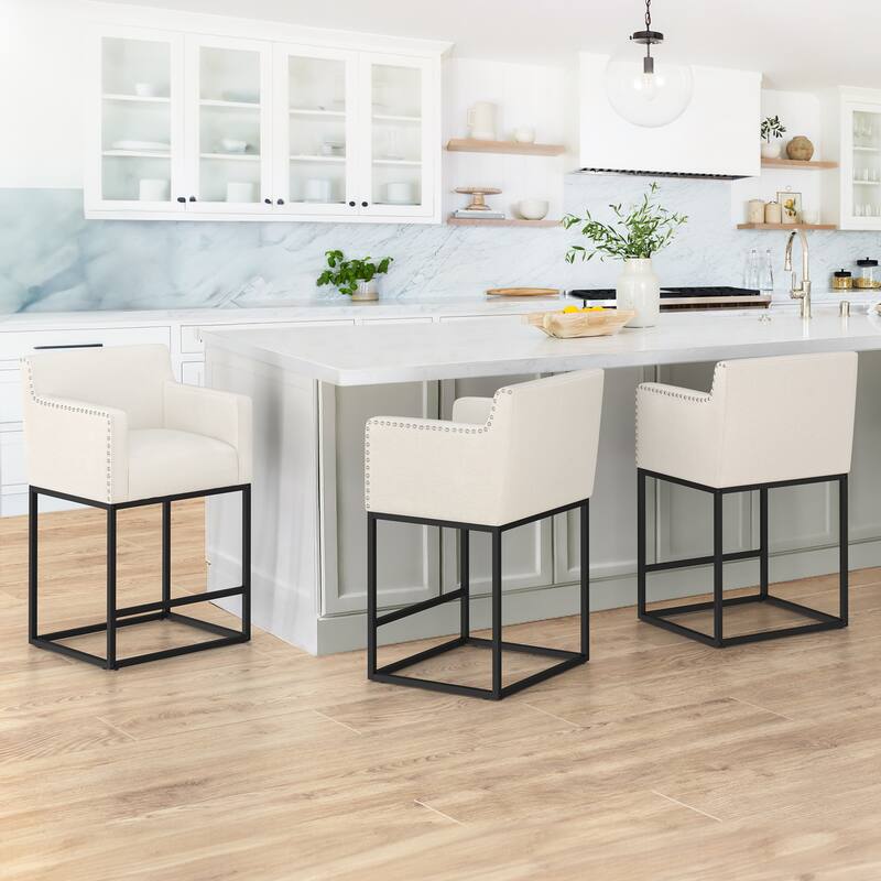 Modern Counter Height Bar Stools Fabric Upholstered Counter Stool
