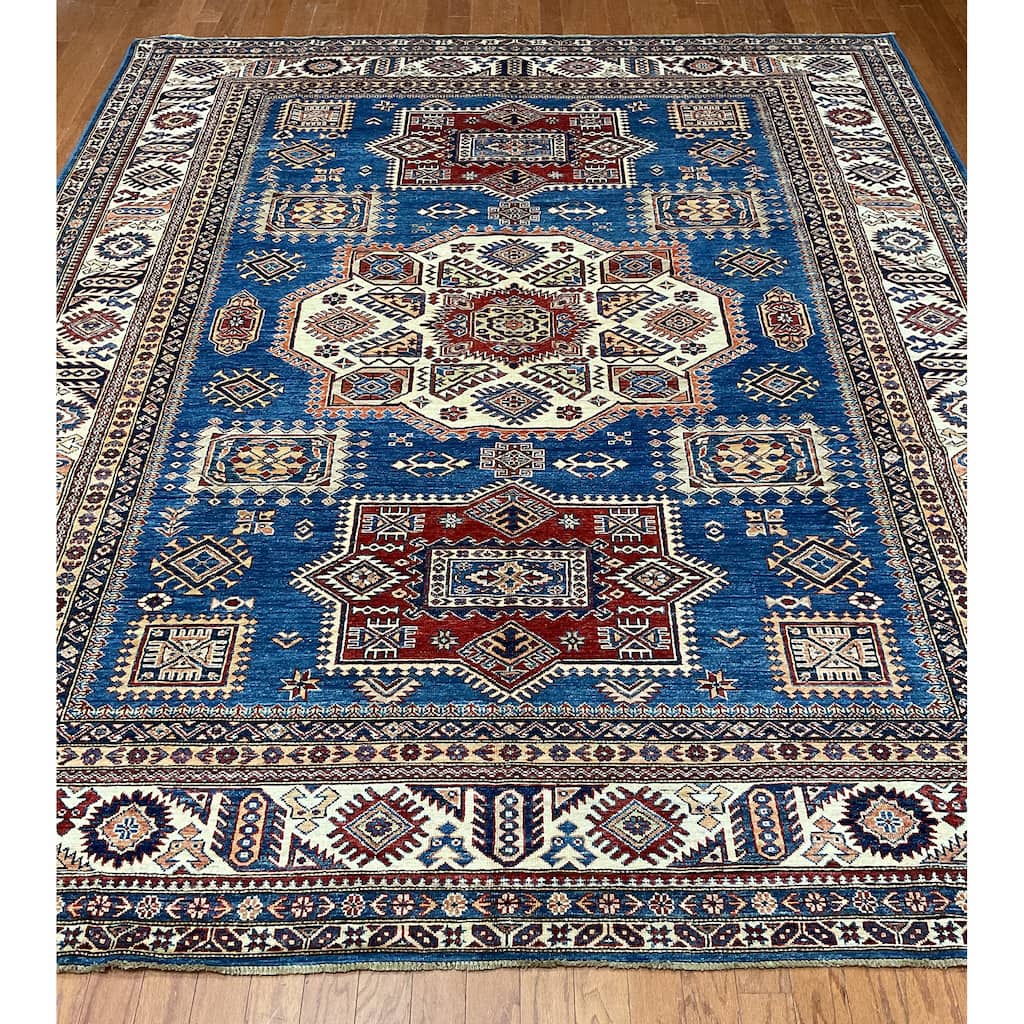 HERAT ORIENTAL Handmade Super Kazak Wool Rug - 8'1" x 9'7"