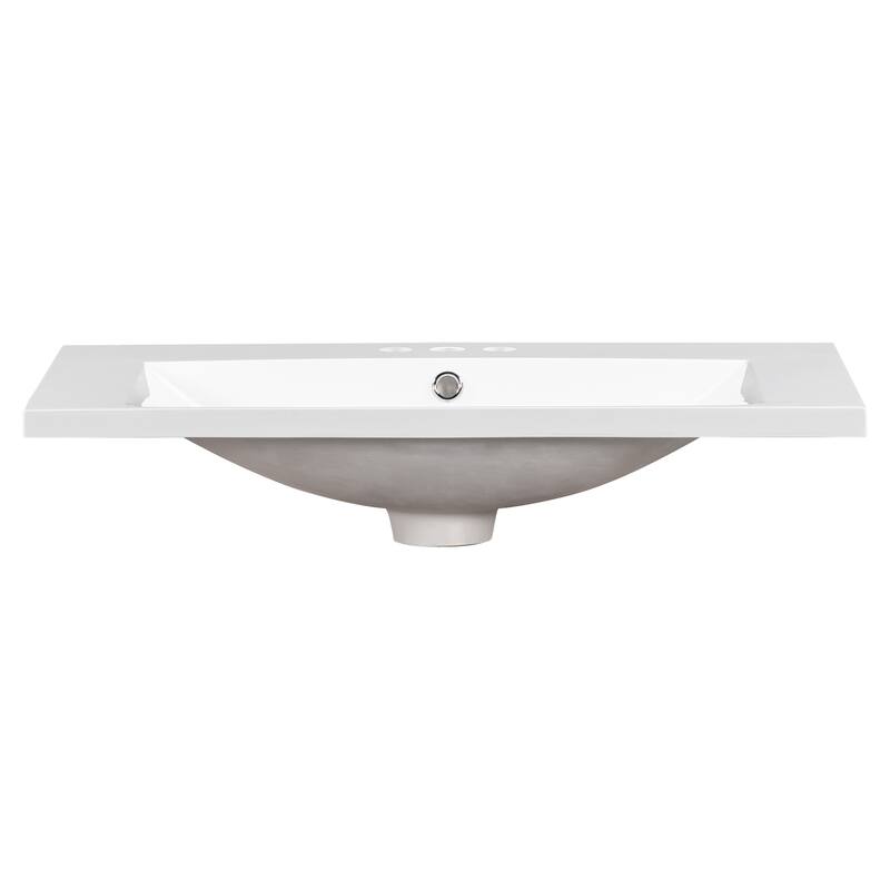 30-Inch Bathroom Vanity Top Resin Sink with Three Faucet Holes, Smooth Easy-Care Surface, Compatible with 4-Inch Faucets