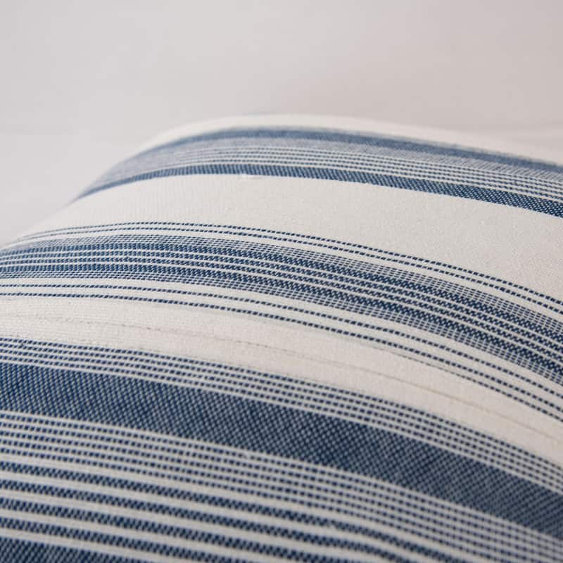 Rizzy Home Decorative Woven Stripe Throw Pillow - Polyester - White/Blue