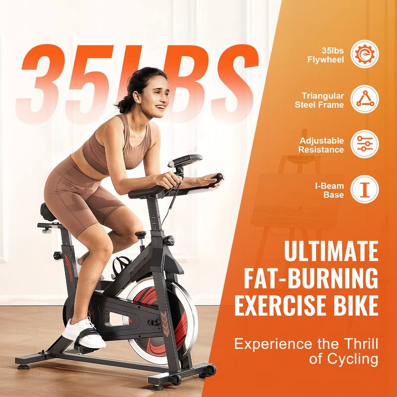 Black Steel Magnetic Resistance Stationary Exercise Bike with LCD Display Perfect for Indoor Use - 43.50” x 19.495” x 45.08”