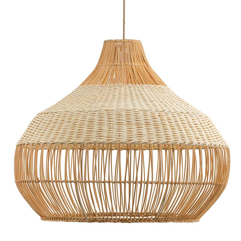 Beatrice Rattan Pendant Light - Natural Dome 1-Light Handwoven Hanging Light For Modern, Transitional, Farmhouse Room Decor