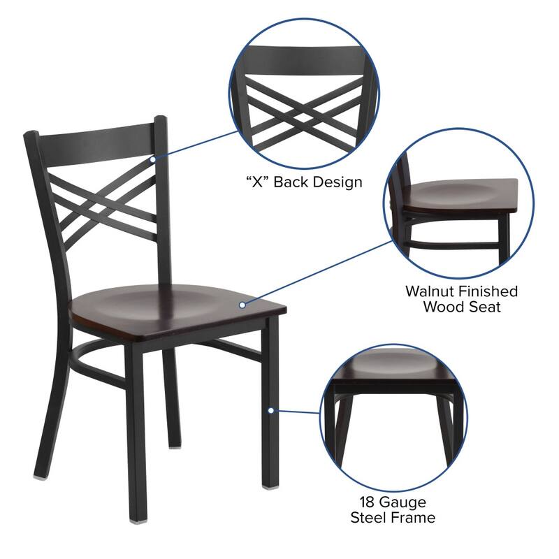 Steel X-back Restaurant Chair (Set of 2) - 16.5"W x 17"D x 32.25"H