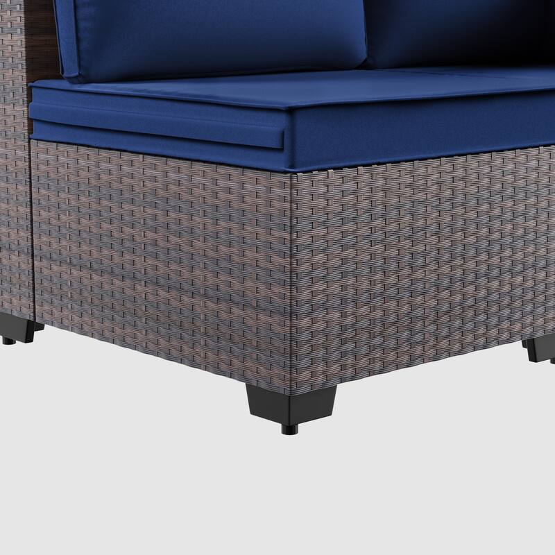 7-Piece Patio Furniture Set, Wicker Outdoor Seatings Conversation Sofa with Side Table - 7-Pieces