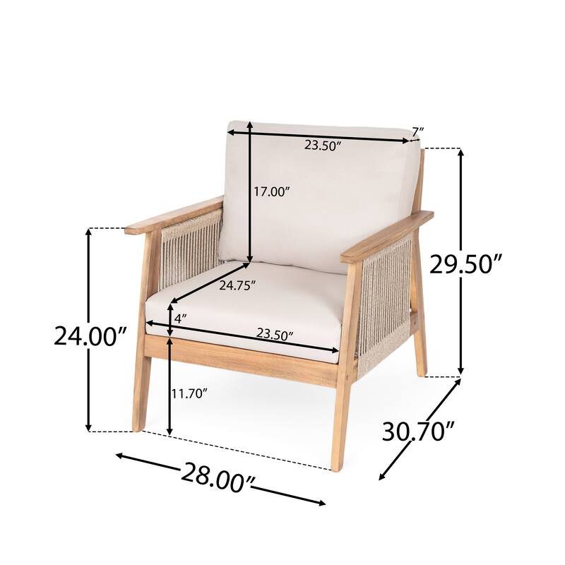 Christopher Knight Home - Maxwell Outdoor Acacia Wood and Rope Patio Chair Set